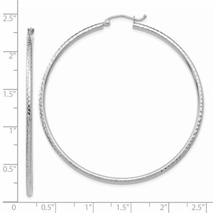 14K Weißgold Diamantiert 2mm Rund Röhre Creolen