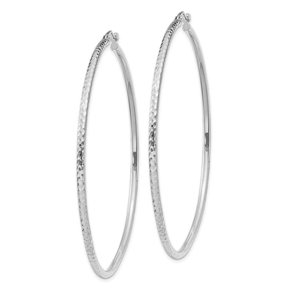 14K Weißgold Diamantiert 2mm Rund Röhre Creolen