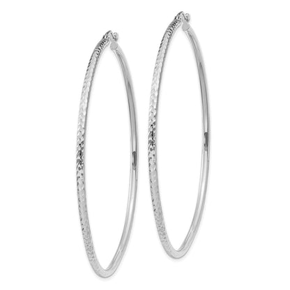 14K Weißgold Diamantiert 2mm Rund Röhre Creolen