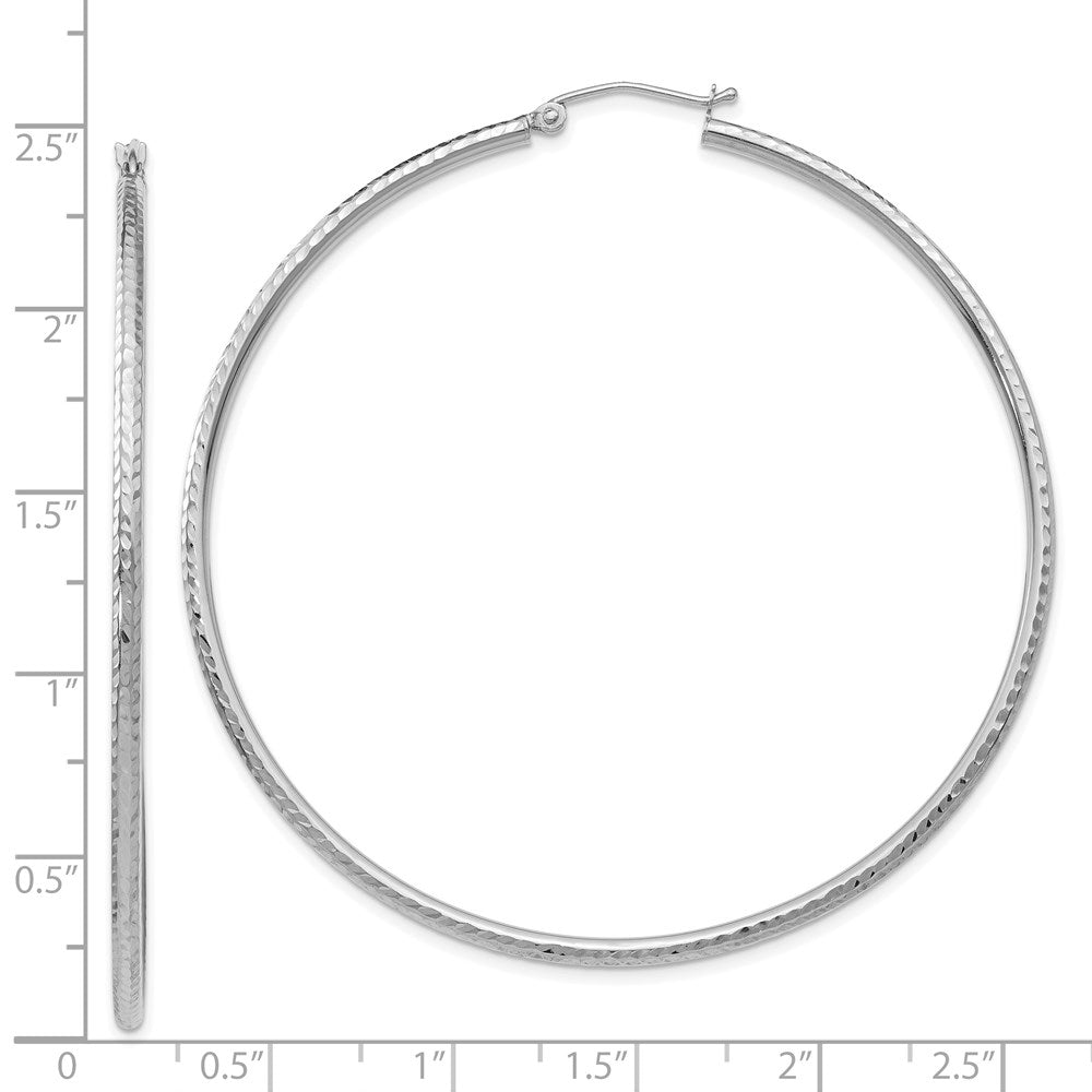 14K Weißgold Diamantiert 2mm Rund Röhre Creolen