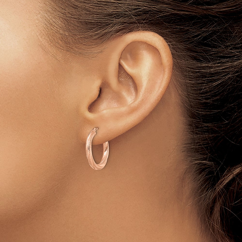 10K Roségold Strukturiert Klappbar Creolen