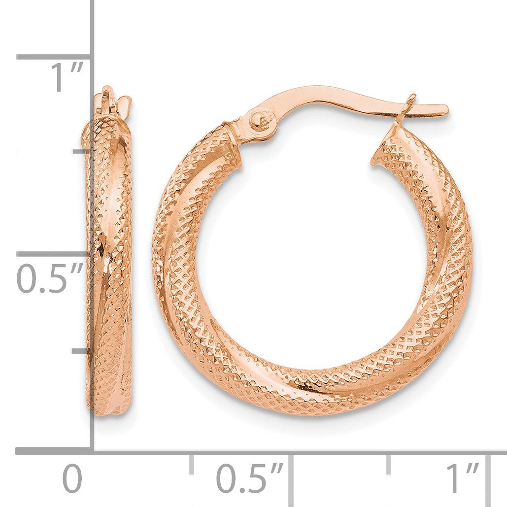 10K Roségold Strukturiert Klappbar Creolen