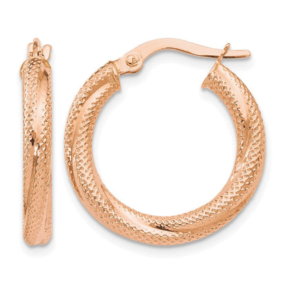 10K Roségold Strukturiert Klappbar Creolen