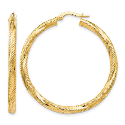 10K Gelbgold Gedreht Klappbar Creolen