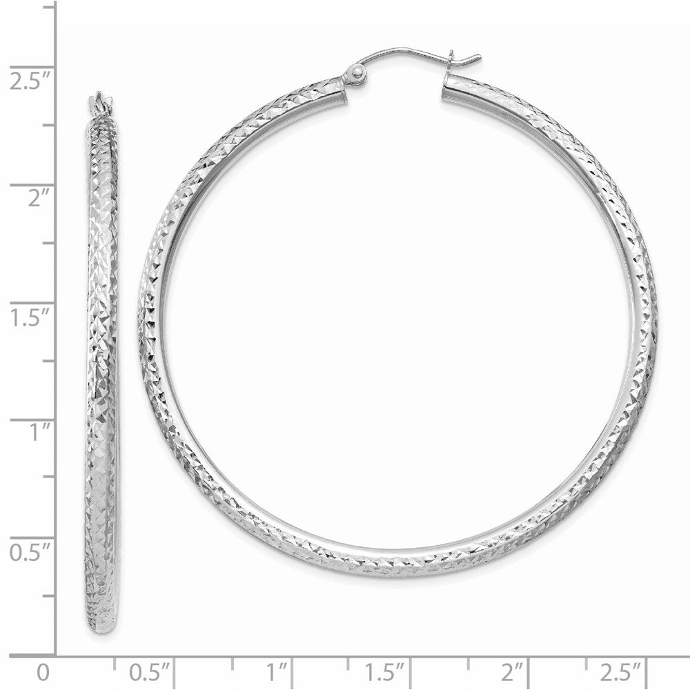14K Weißgold Diamantiert 3mm Rund Creolen