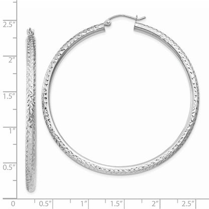 14K Weißgold Diamantiert 3mm Rund Creolen