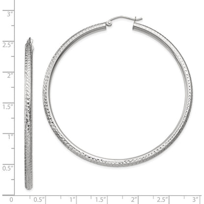 14K Weißgold Diamantiert 3mm Rund Creolen