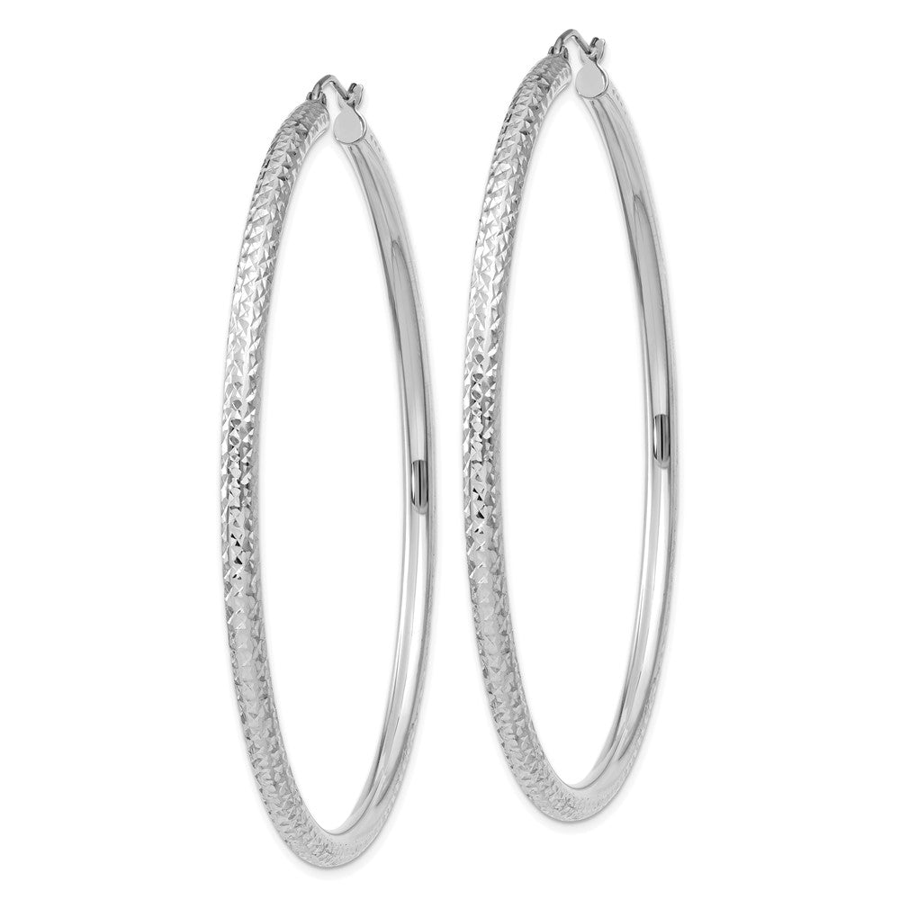 14K Weißgold Diamantiert 3mm Rund Creolen