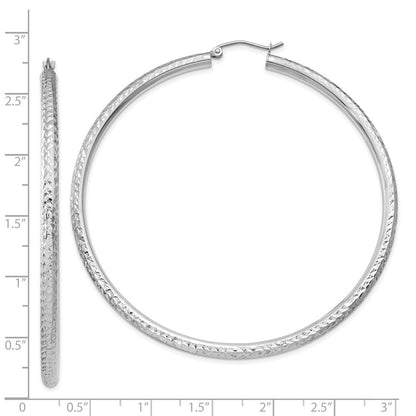 14K Weißgold Diamantiert 3mm Rund Creolen