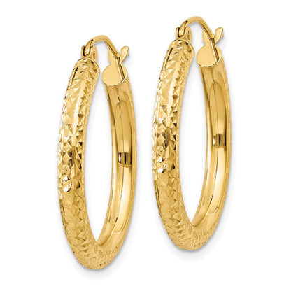 14K Gelbgold Diamantiert 3mm Rund Creolen