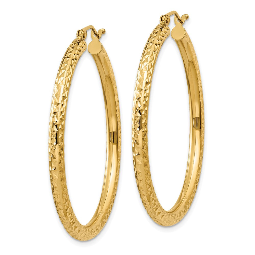 14K Gelbgold Diamantiert 3mm Rund Creolen