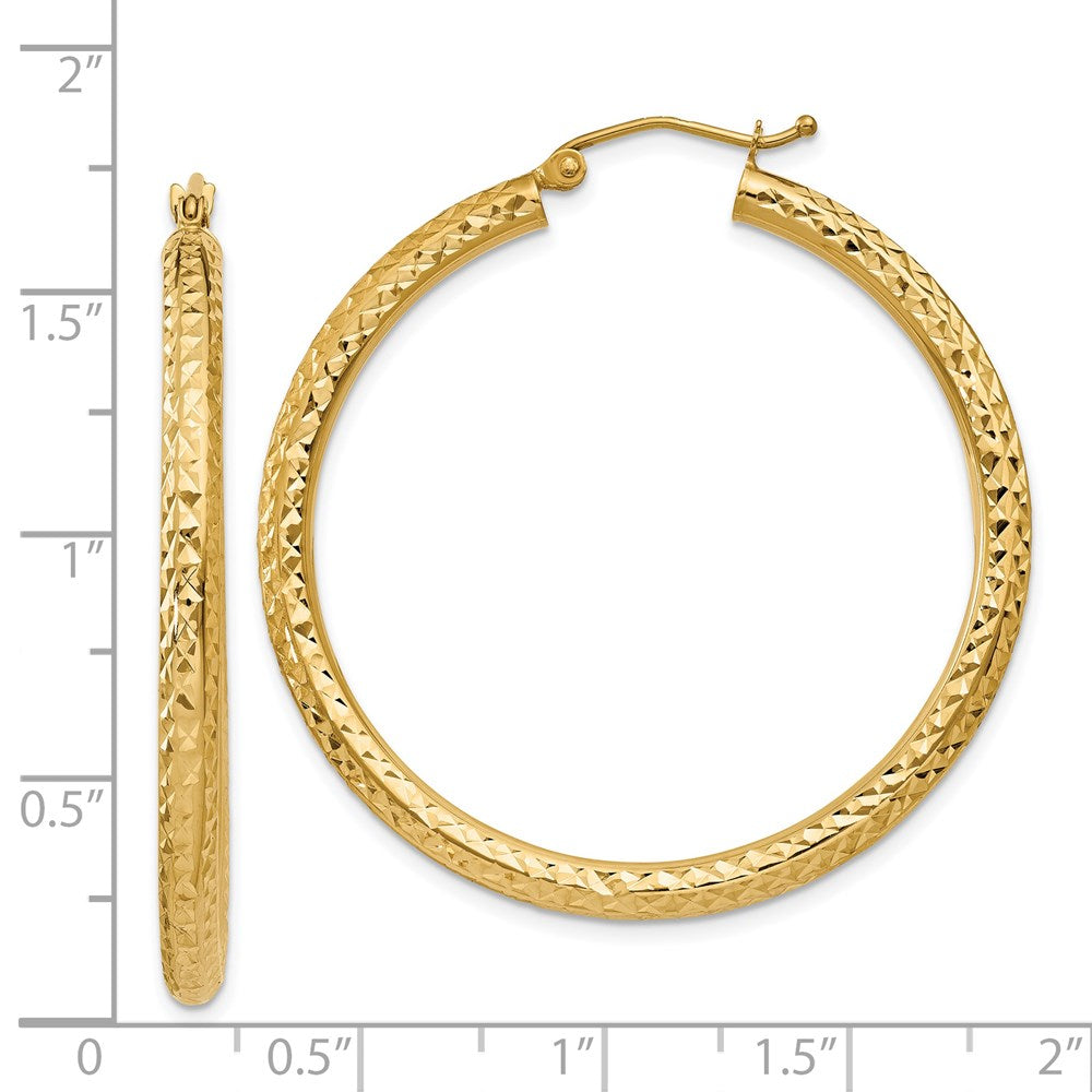 14K Gelbgold Diamantiert 3mm Rund Creolen