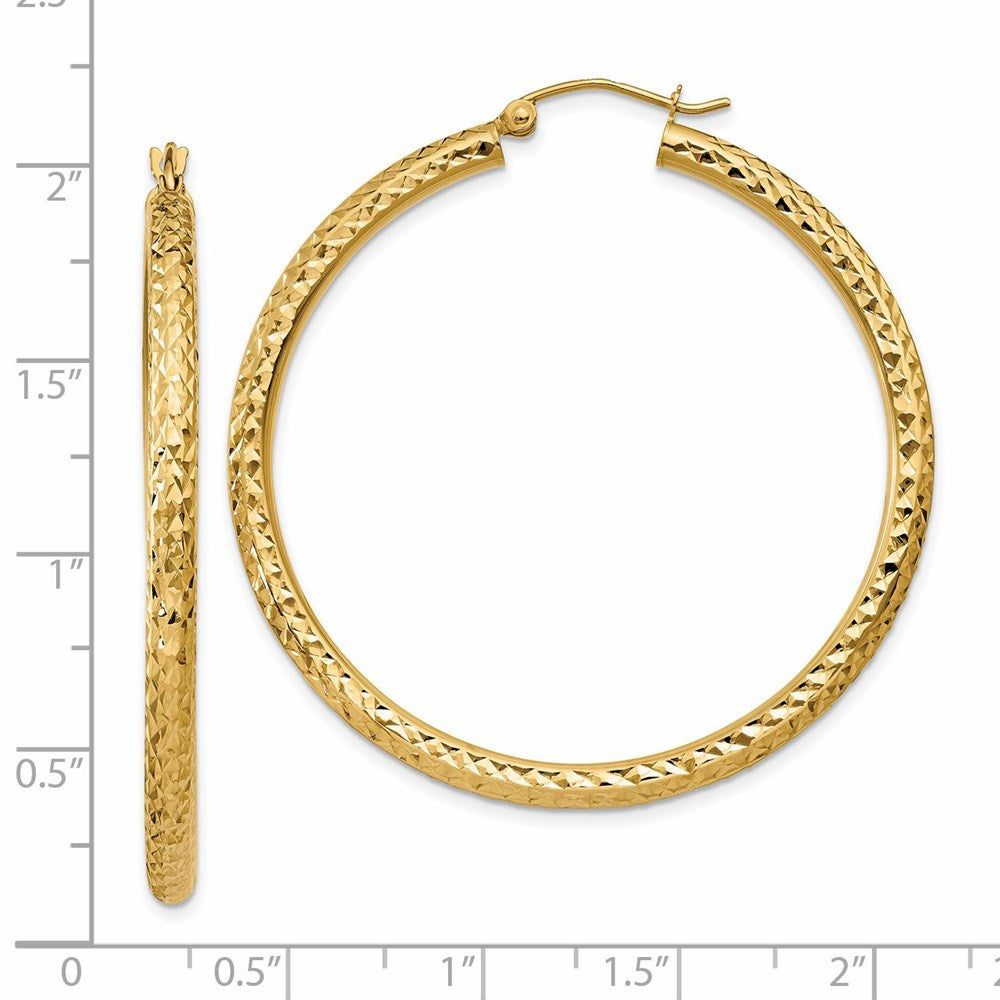 14K Gelbgold Diamantiert 3mm Rund Creolen