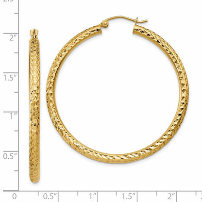 14K Gelbgold Diamantiert 3mm Rund Creolen