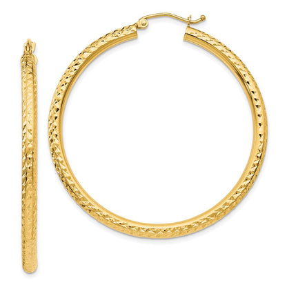 14K Gelbgold Diamantiert 3mm Rund Creolen