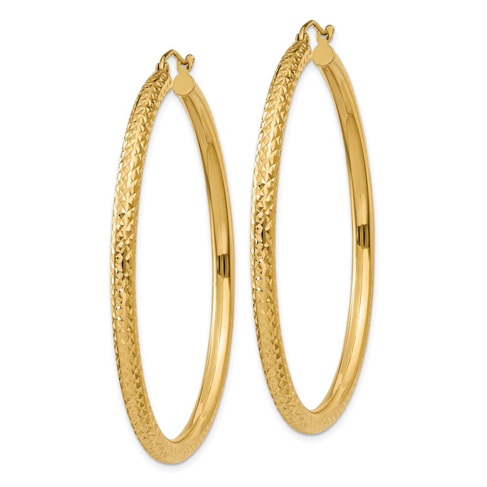 14K Gelbgold Diamantiert 3mm Rund Creolen