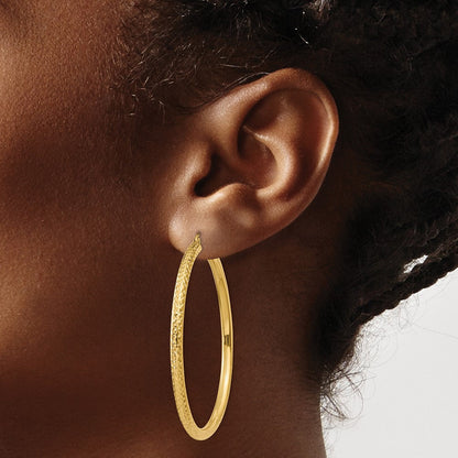 14K Gelbgold Diamantiert 3mm Rund Creolen