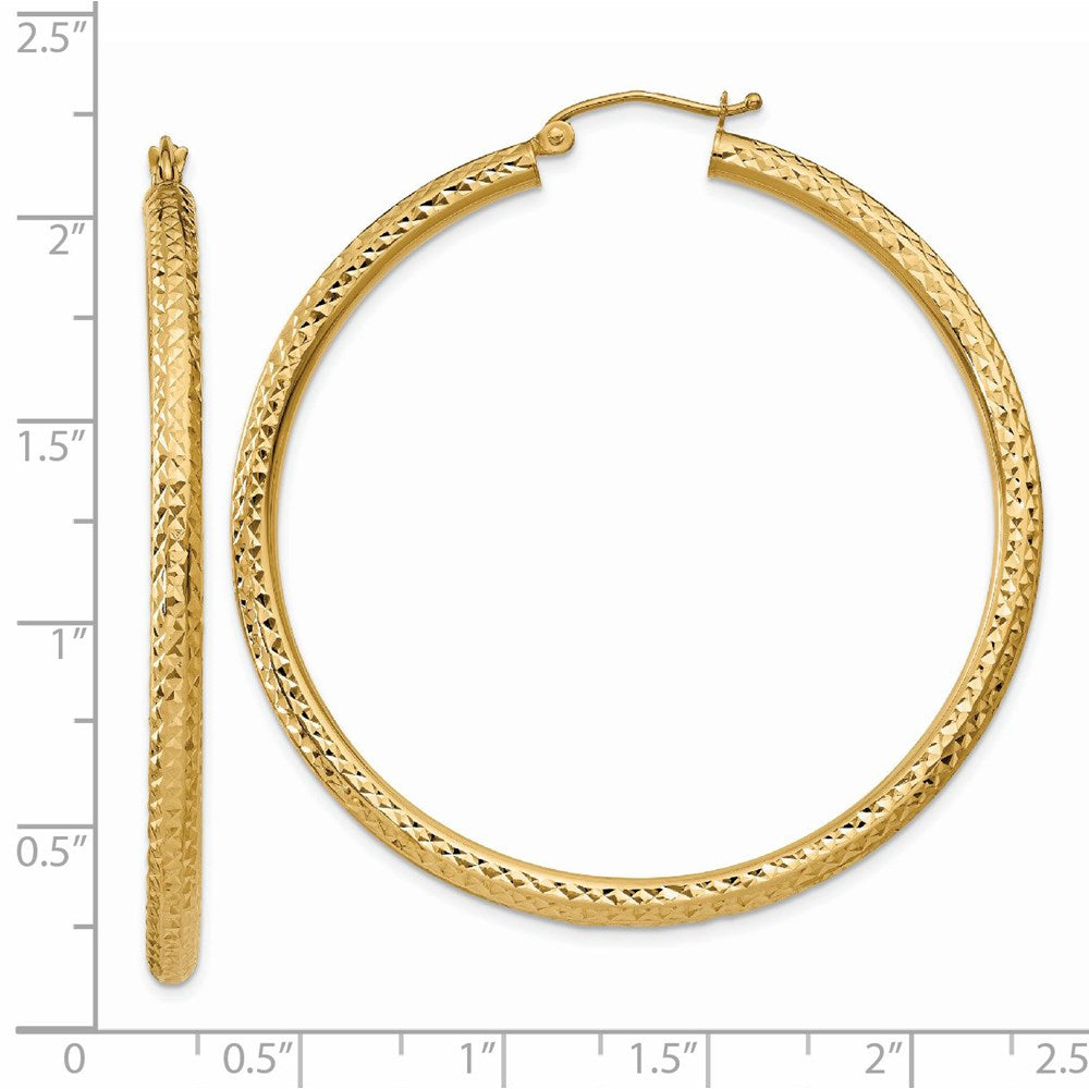 14K Gelbgold Diamantiert 3mm Rund Creolen