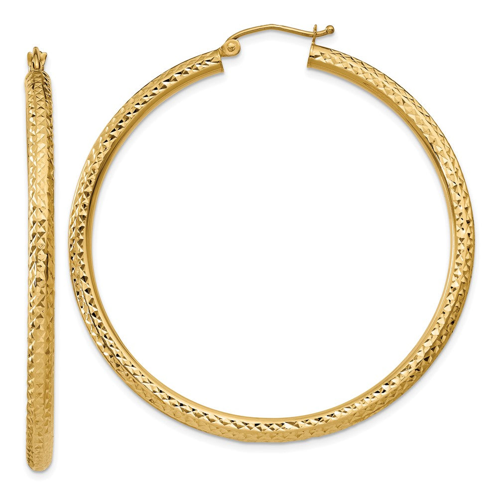 14K Gelbgold Diamantiert 3mm Rund Creolen