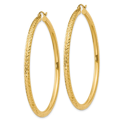 14K Gelbgold Diamantiert 3mm Rund Creolen