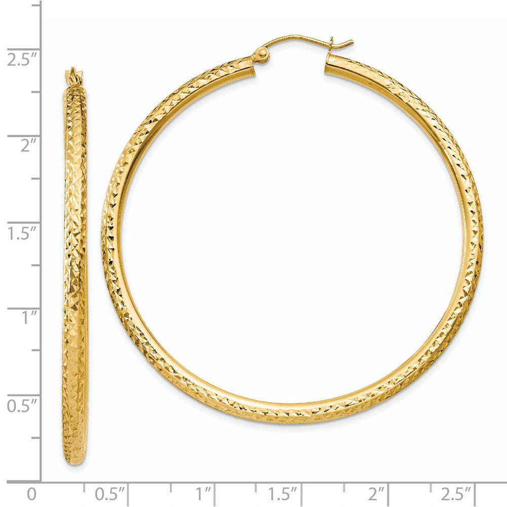 14K Gelbgold Diamantiert 3mm Rund Creolen