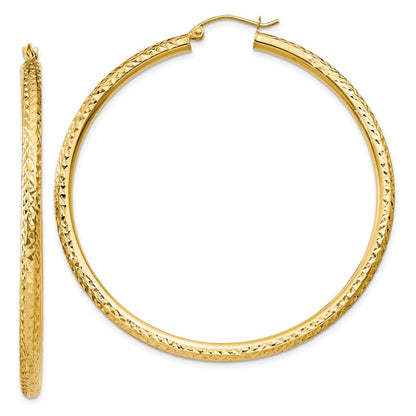 14K Gelbgold Diamantiert 3mm Rund Creolen