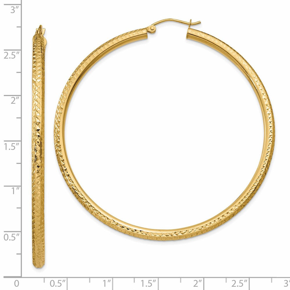 14K Gelbgold Diamantiert 3mm Rund Creolen