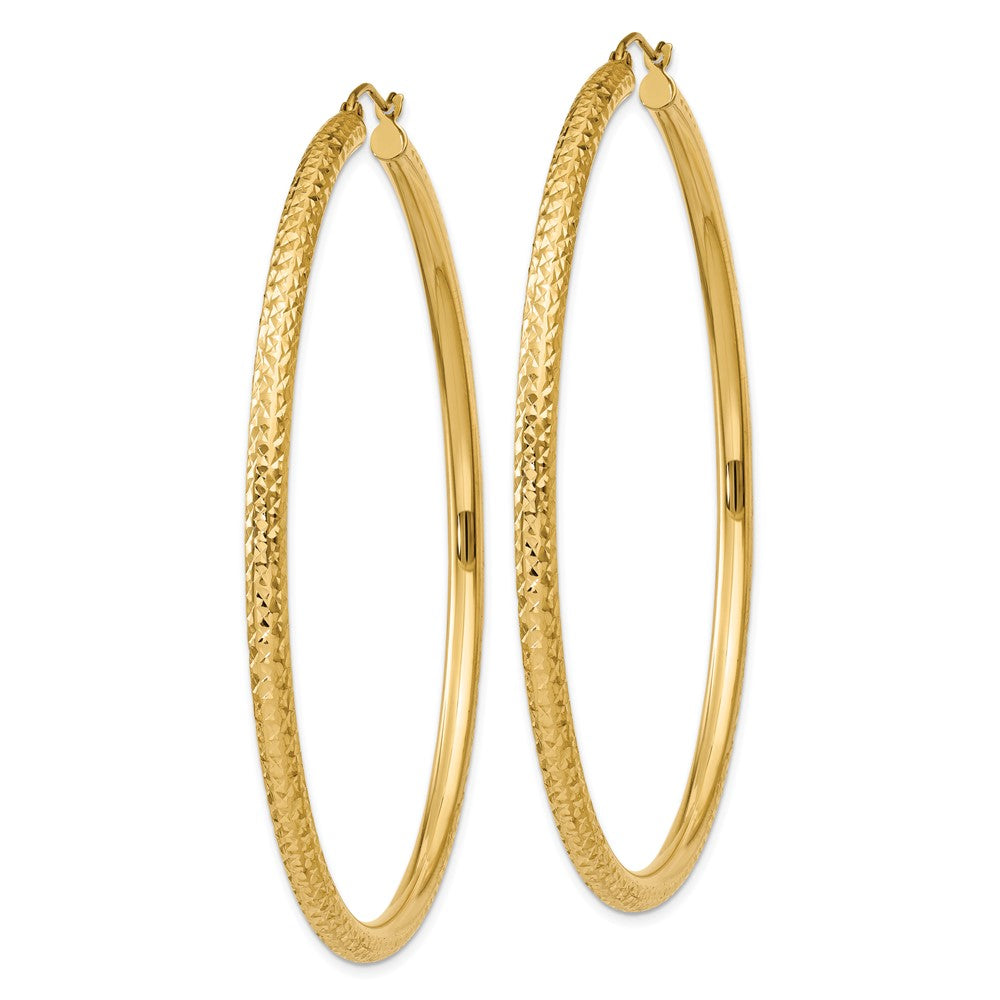 14K Gelbgold Diamantiert 3mm Rund Creolen