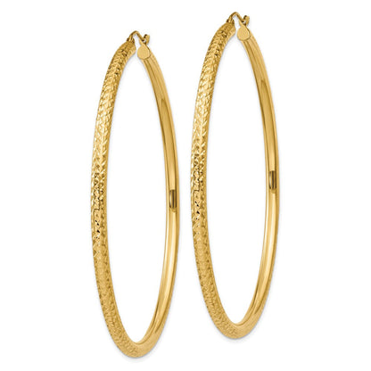14K Gelbgold Diamantiert 3mm Rund Creolen