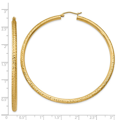 14K Gelbgold Diamantiert 3mm Rund Creolen