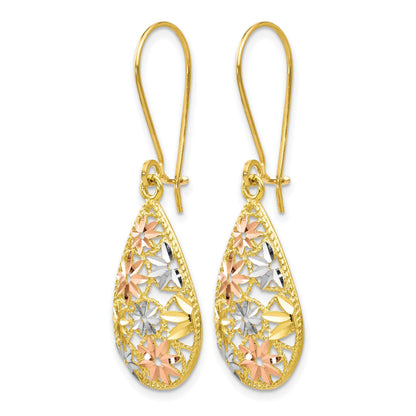 10K Gelb mit Rhodium mit Weiß und Rose Rhodium Diamantiert Ohrhänger