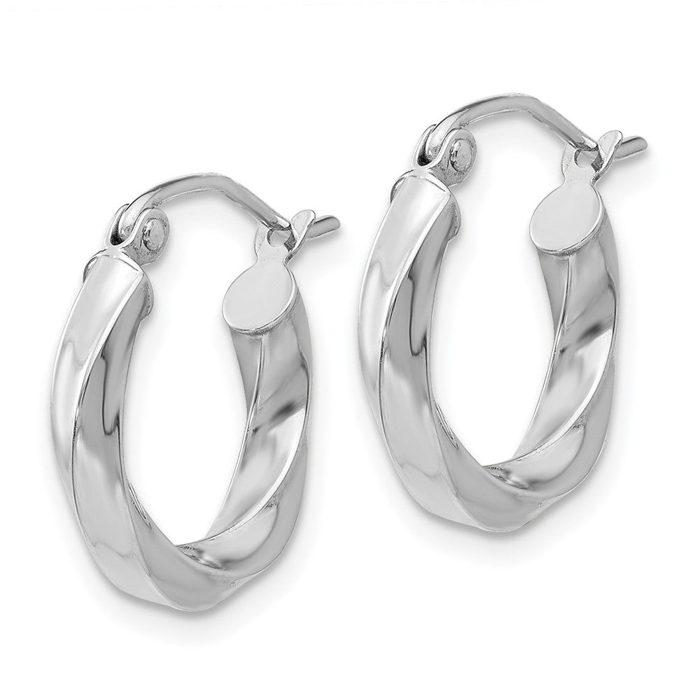 14K Weißgold 3mm Gedreht Creolen