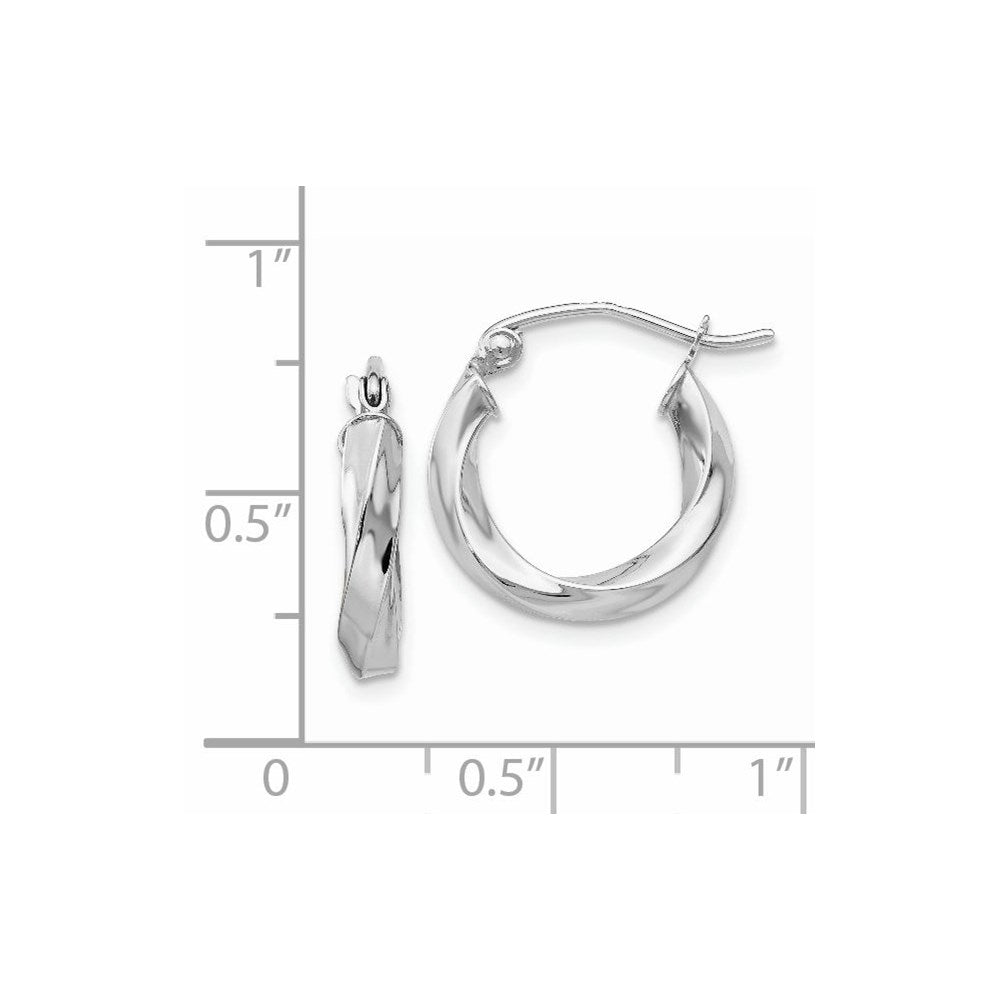 14K Weißgold 3mm Gedreht Creolen