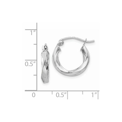 14K Weißgold 3mm Gedreht Creolen