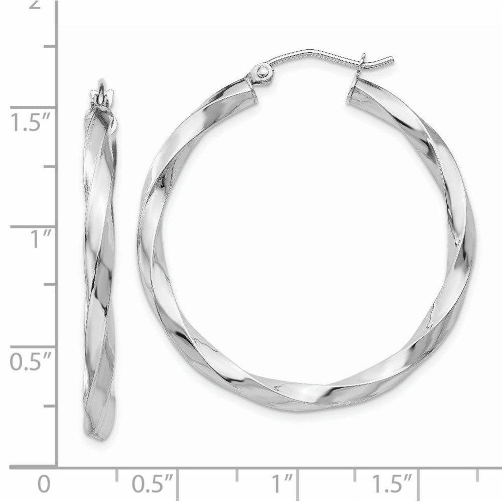 14K Weißgold 3mm Gedreht Creolen