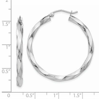 14K Weißgold 3mm Gedreht Creolen