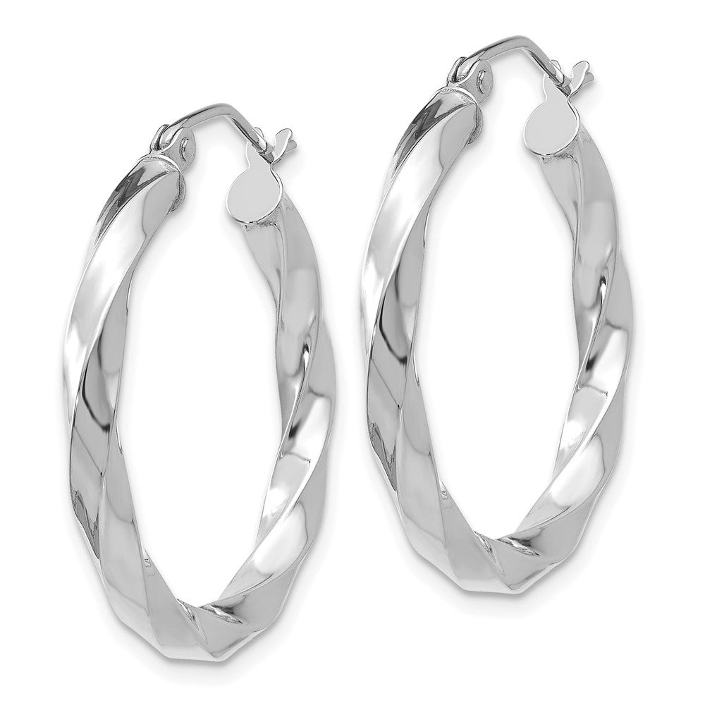 14K Weißgold 3mm Gedreht Creolen