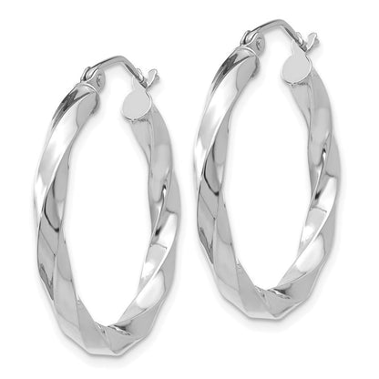 14K Weißgold 3mm Gedreht Creolen