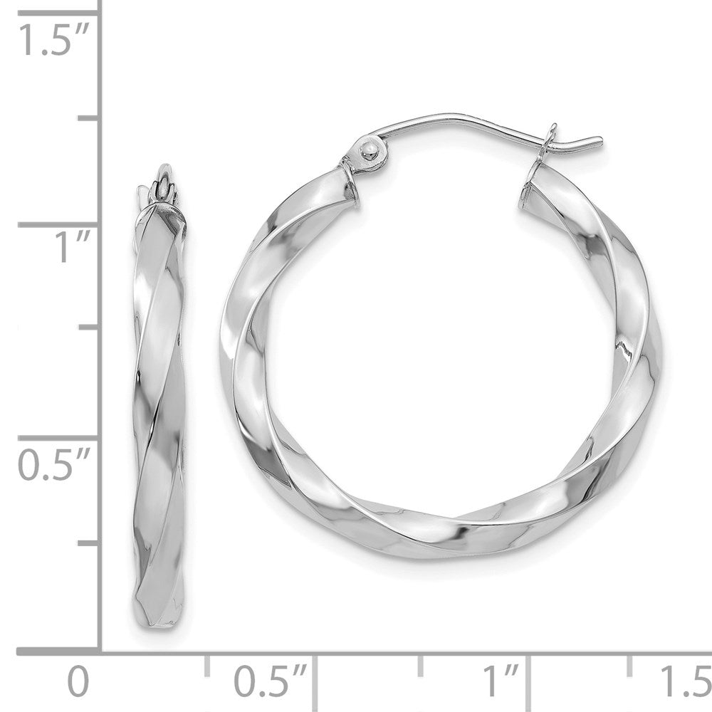 14K Weißgold 3mm Gedreht Creolen
