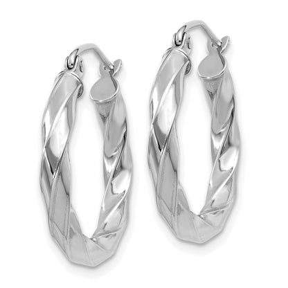 14K Weißgold 3mm Gedreht Creolen