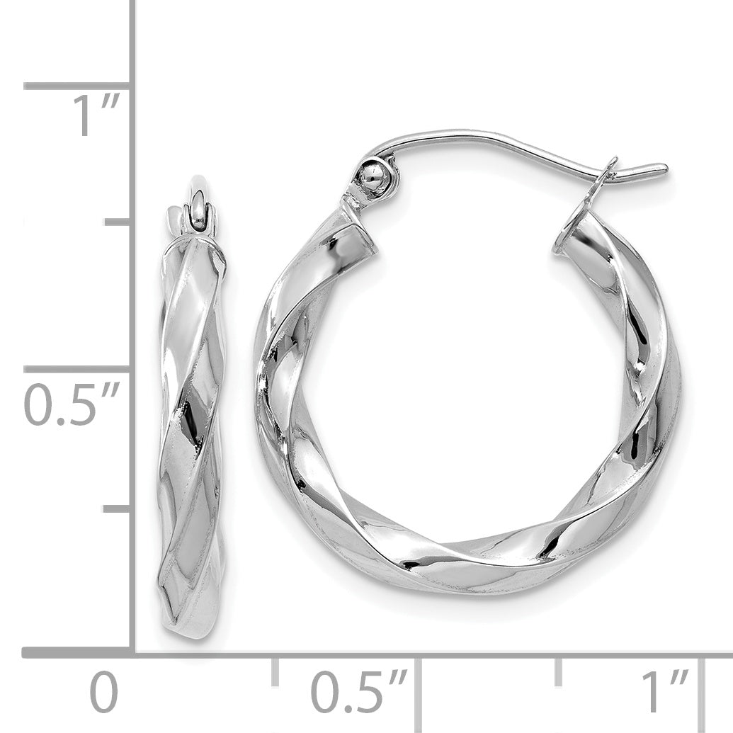 14K Weißgold 3mm Gedreht Creolen