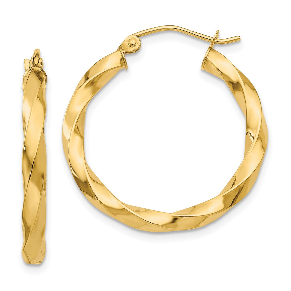14K Gelbgold Poliert 3mm Gedreht Creolen