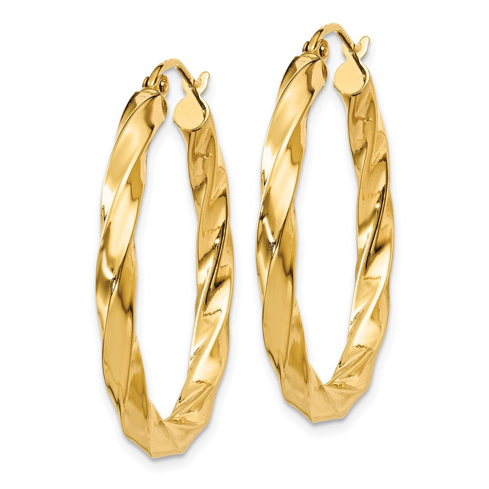 14K Gelbgold Poliert 3mm Gedreht Creolen