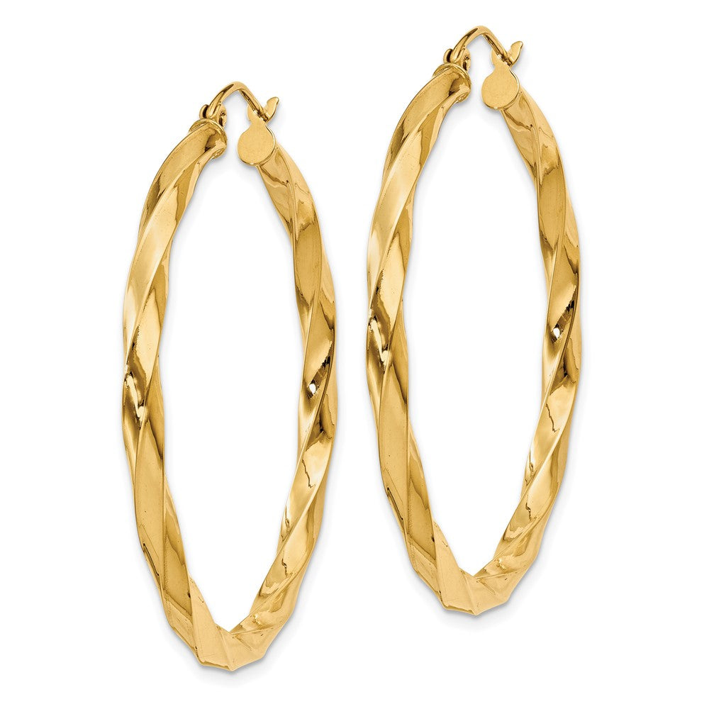 14K Gelbgold Poliert 3mm Gedreht Creolen