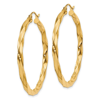 14K Gelbgold Poliert 3mm Gedreht Creolen