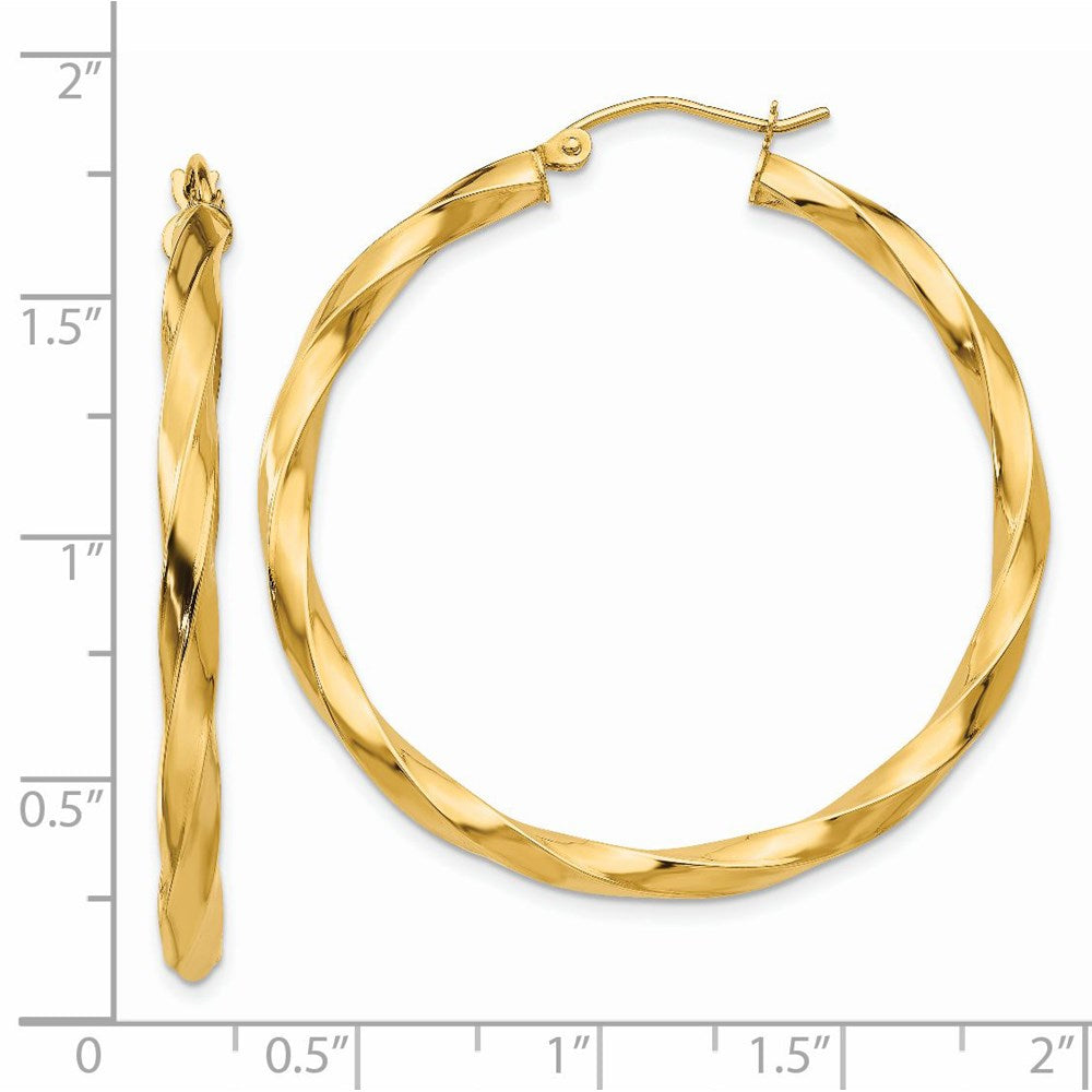 14K Gelbgold Poliert 3mm Gedreht Creolen