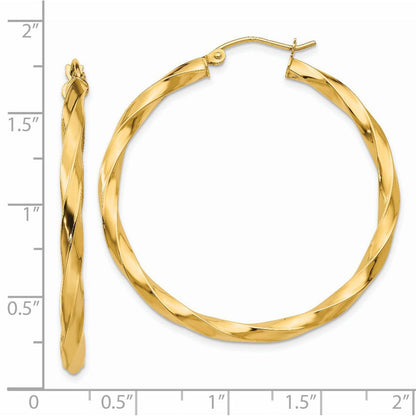 14K Gelbgold Poliert 3mm Gedreht Creolen