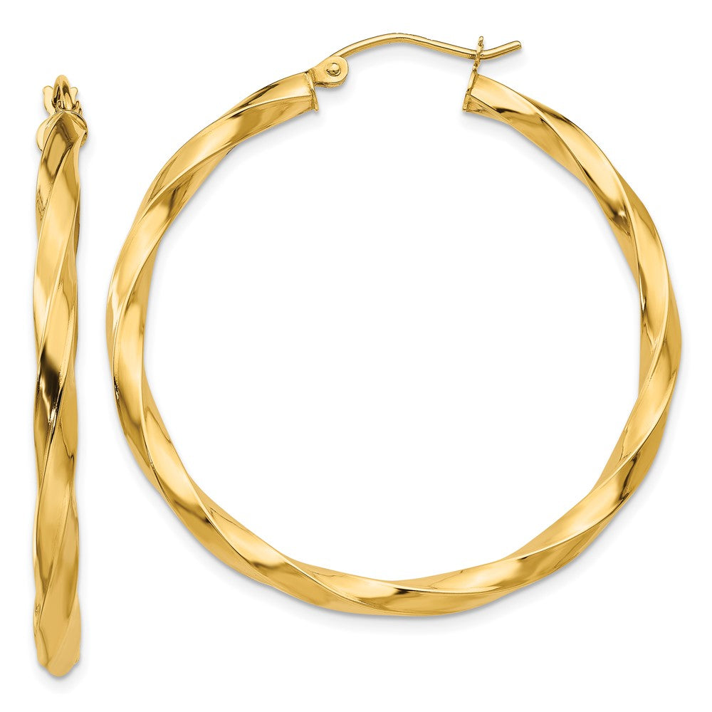 14K Gelbgold Poliert 3mm Gedreht Creolen
