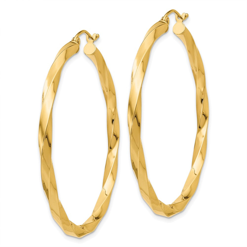 14K Gelbgold Poliert 3mm Gedreht Creolen