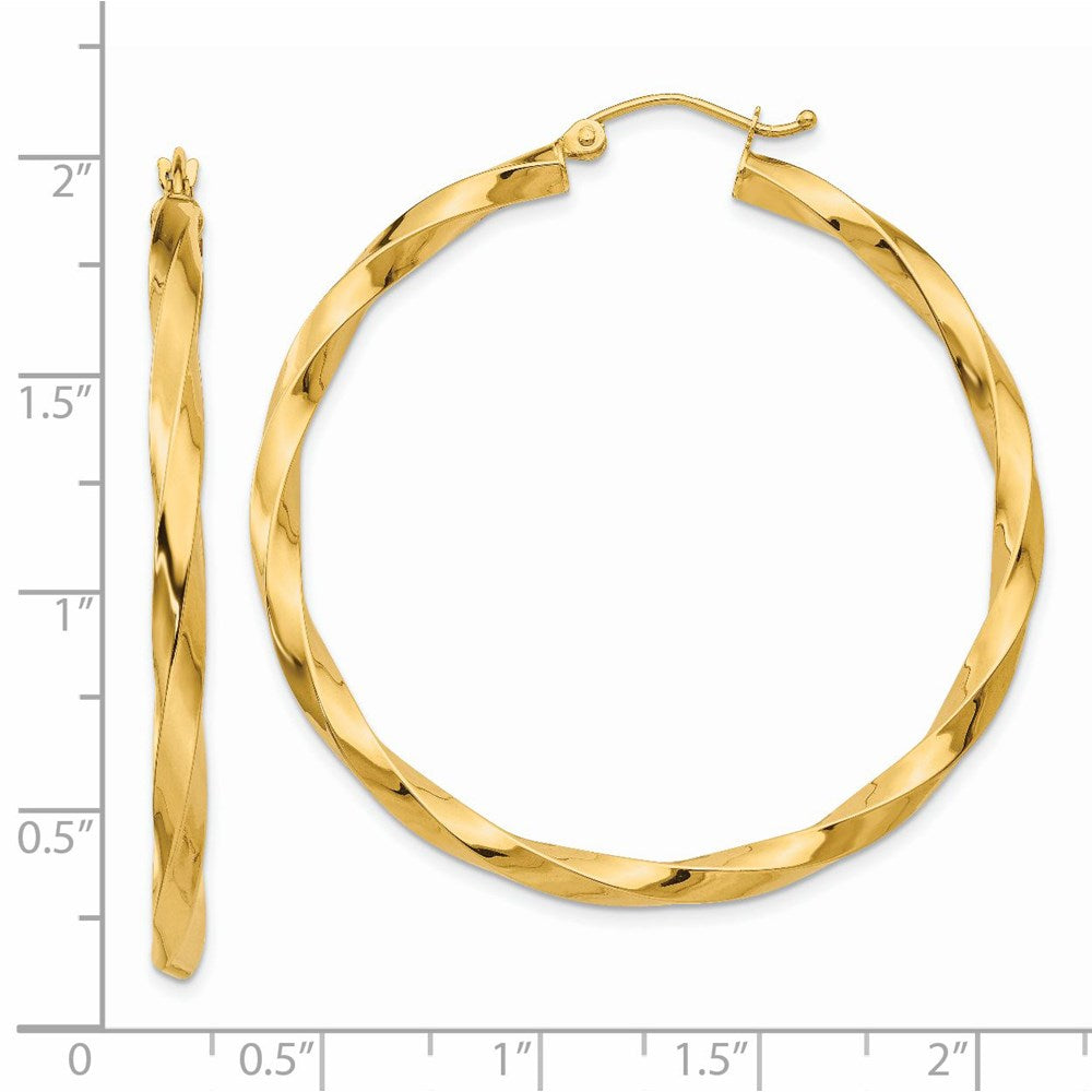 14K Gelbgold Poliert 3mm Gedreht Creolen